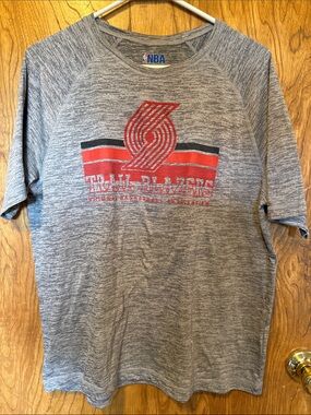 NBA Portland Trail Blazers Heather Gray Short-Sleeve Tee with Red Logo BOGO Free
